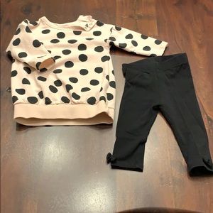 Pink and black polka dot set